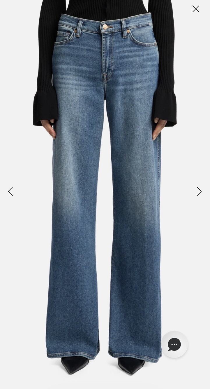 NWT 7 FOR ALL MANKIND High Waist Wide Leg Jeans in Lotta In Agadir Wash Women 25